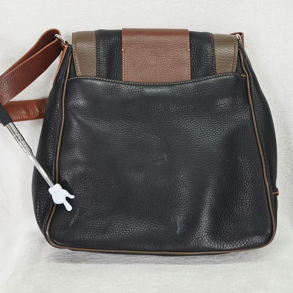Cole Haan Village Tri Color Messenger Bag Womens Medium Black Brown Leather